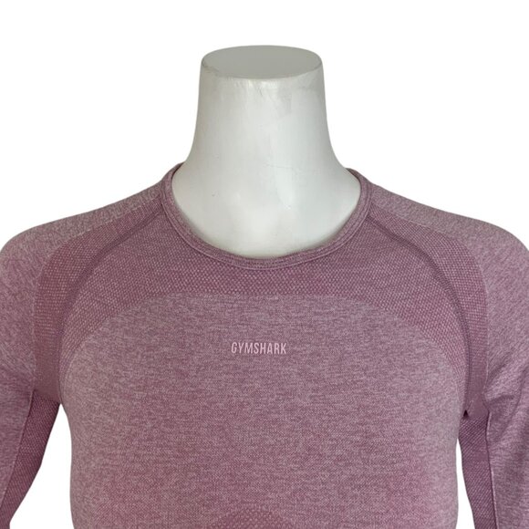 Gymshark Flex Sports Long Sleeve Crop Top S Light Purple Marled Thumb Hole Logo - Picture 6 of 11